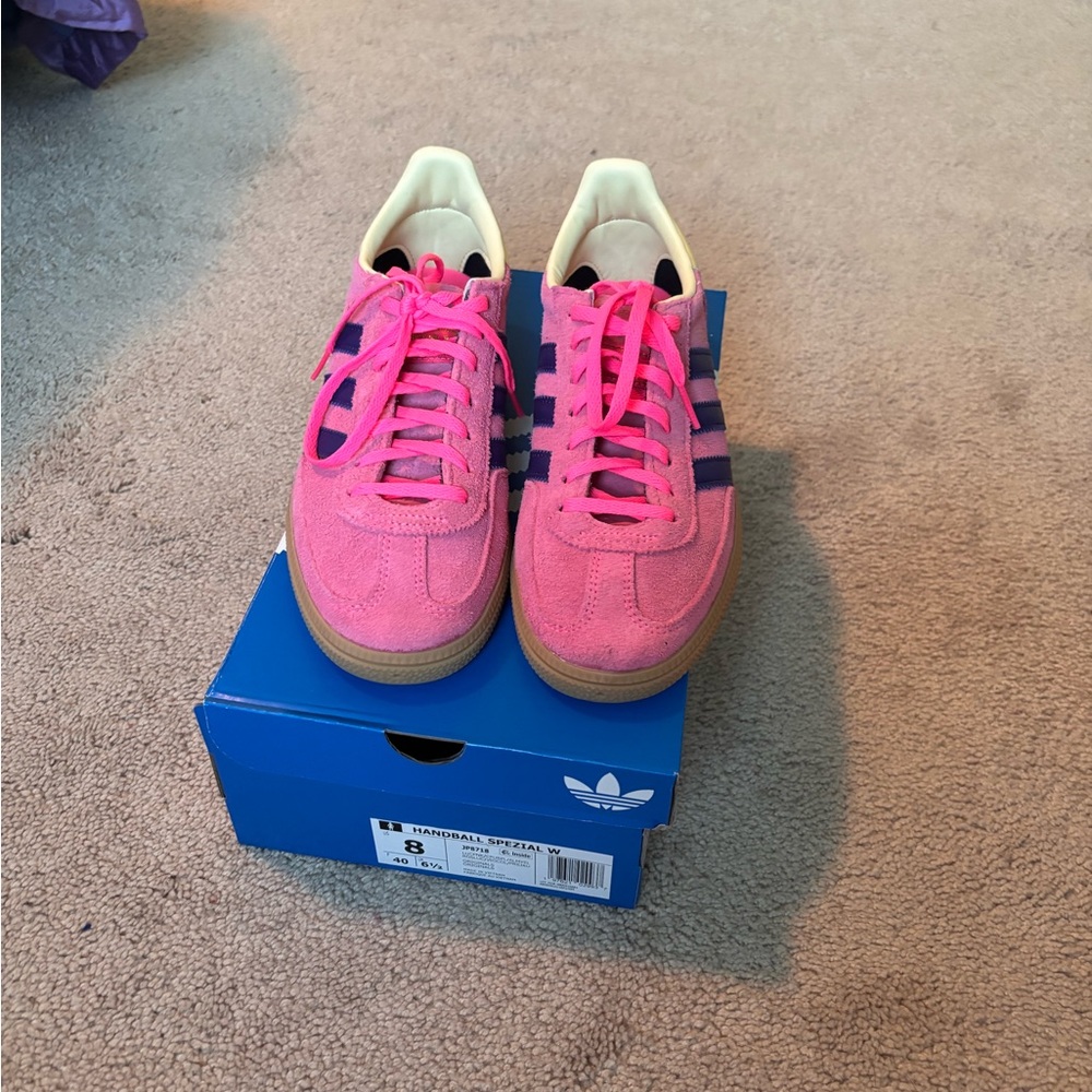 Adidas Vibrant Pink Sneakers with Navy Accents